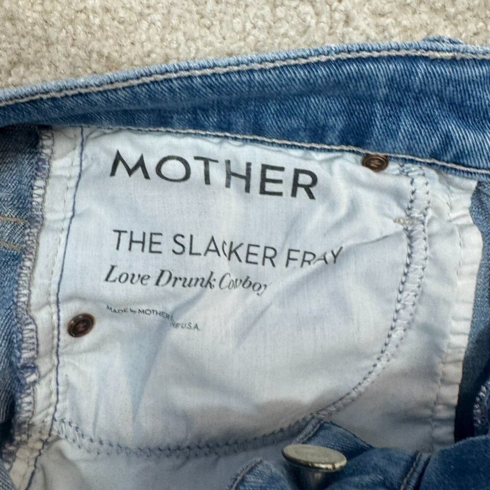 MOTHER The Slacker Fray Jeans Love Drunk Cowboy Raw Hem Size 25 - Picture 6 of 9